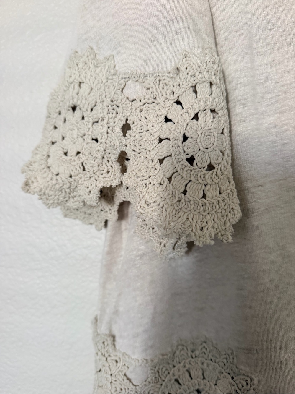 Chico's Cream Crochet-Trim Button Front Top - Picture 2 of 8